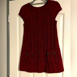 Red Cable Knit Sweater Dress